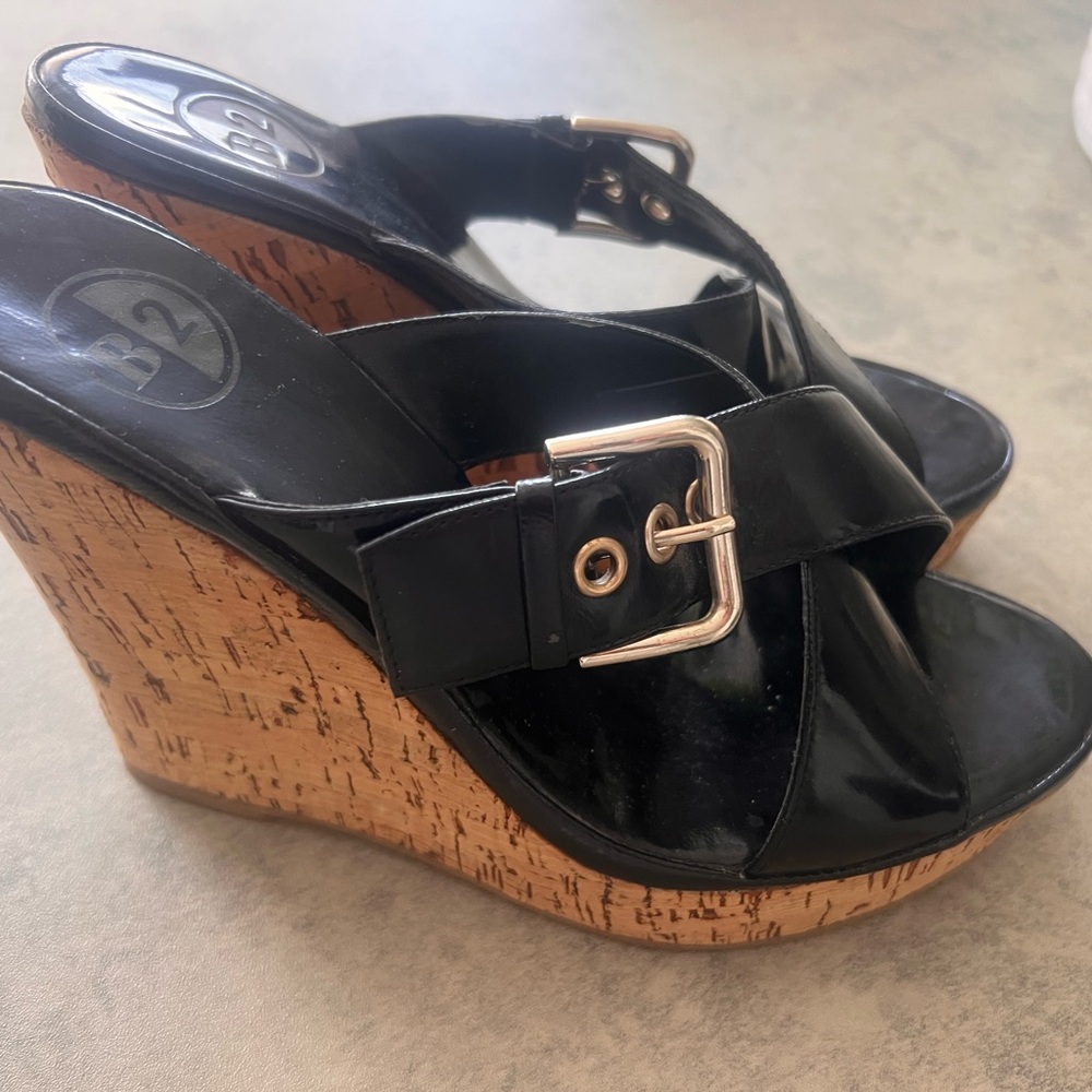 Black Wedge Sandals for Women
